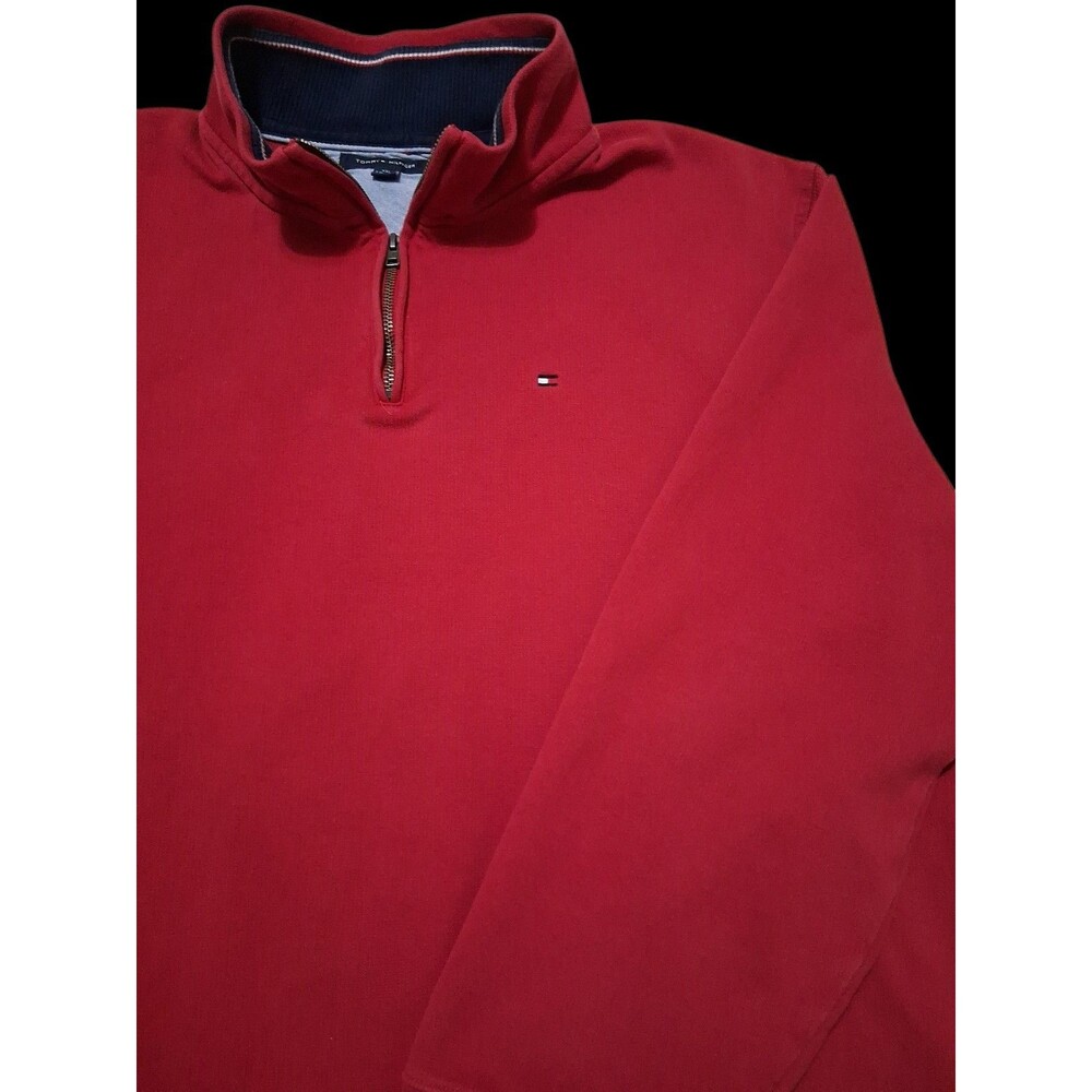 Tommy Hilfiger Men's Red Quarter Zip Sweater/Sweatshirt Size XXL Great Condition